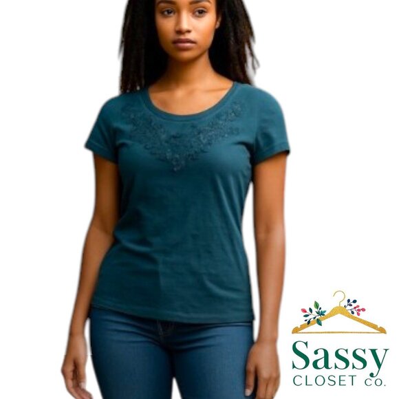 ANN TAYLOR LOFT – Jewel Tone Stretch Top, Cap Sleeve, Sz XSP - Picture 1 of 6